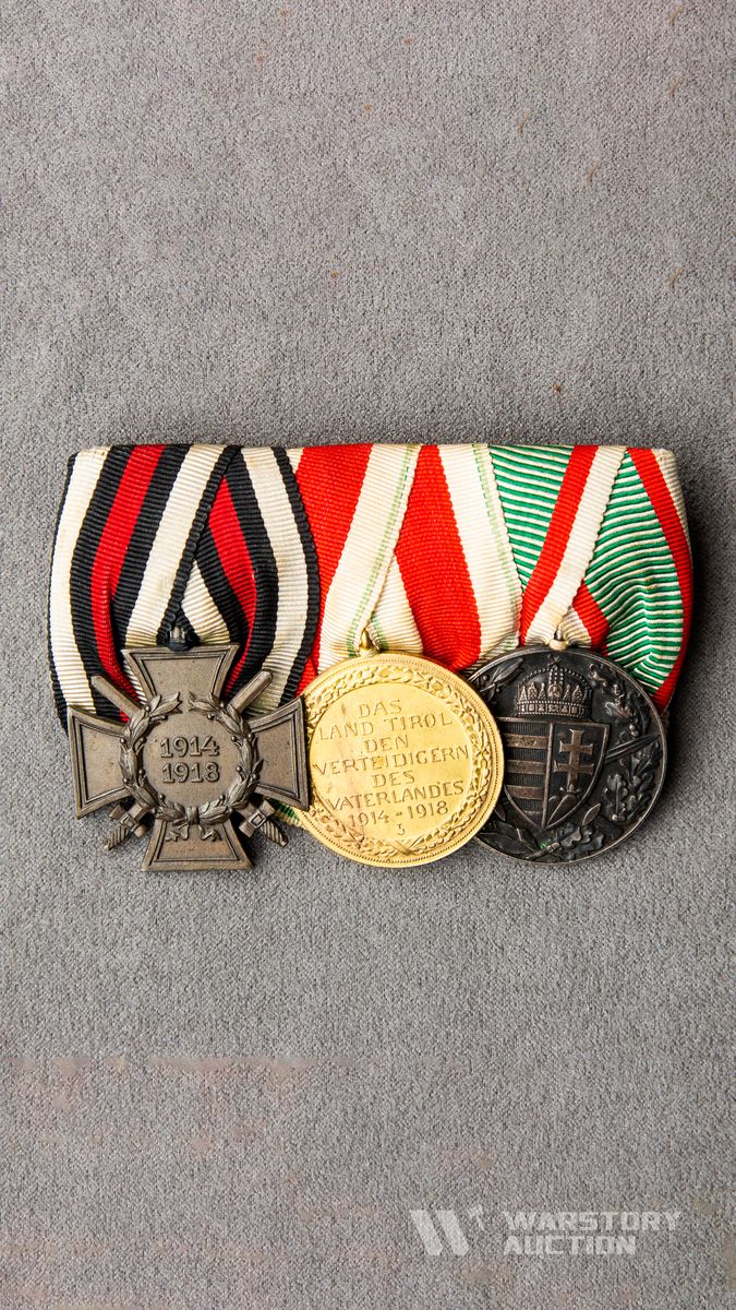 Орденская колодка Ветерана Первой мировой войны на три награды.