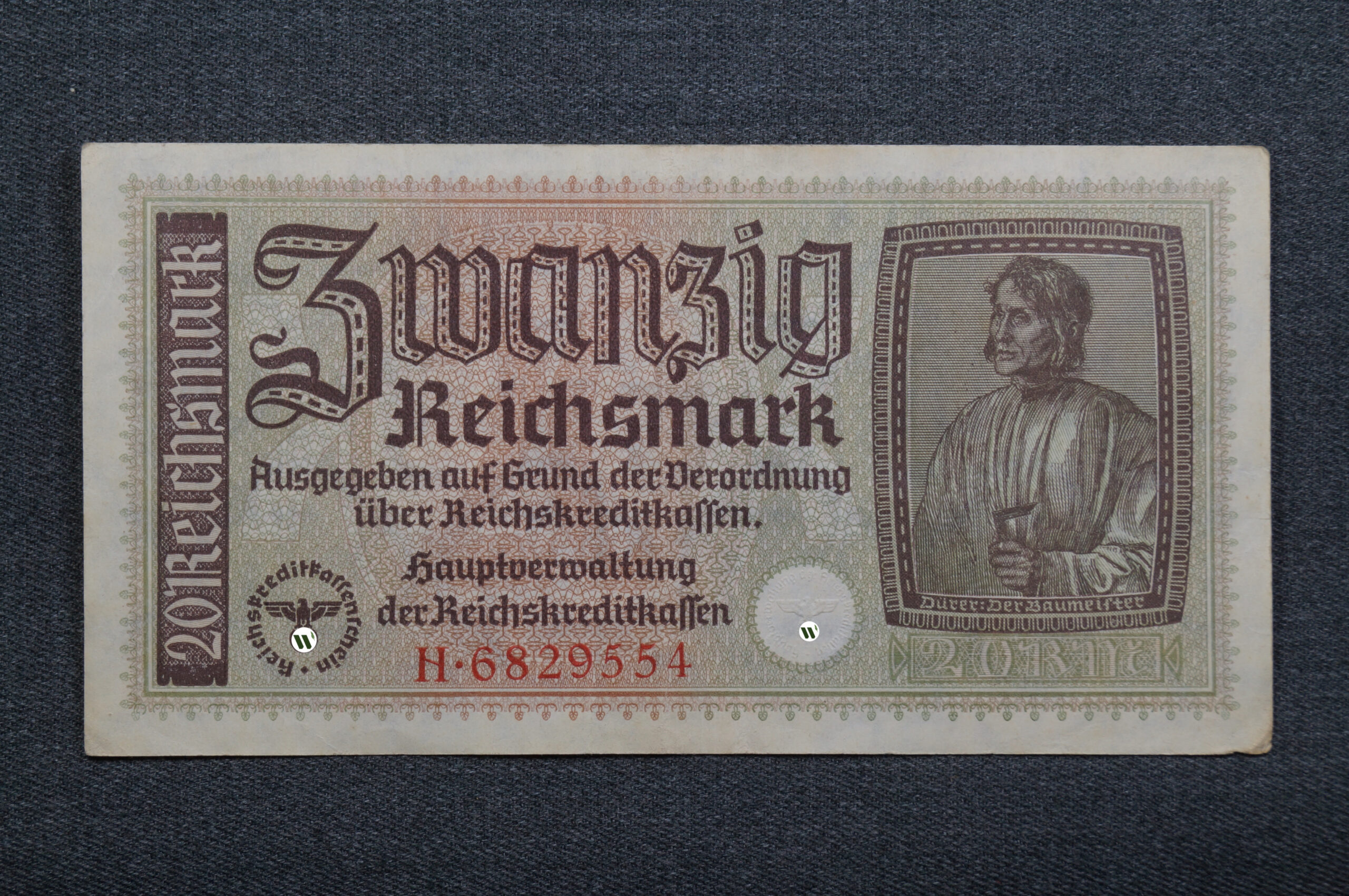 Немецкая банкнота номиналом в 20 рейхсмарок