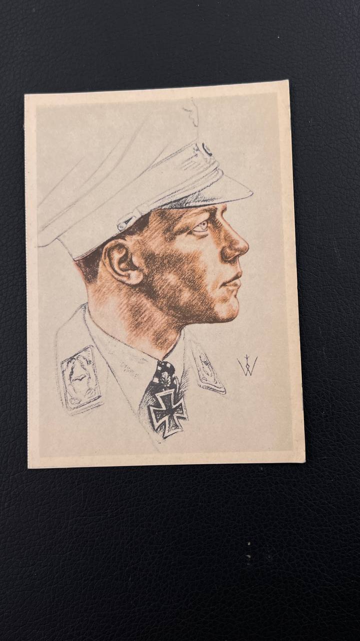 Открытка с рисунком Вильриха “Майор Вик (Wick), командир истребителей