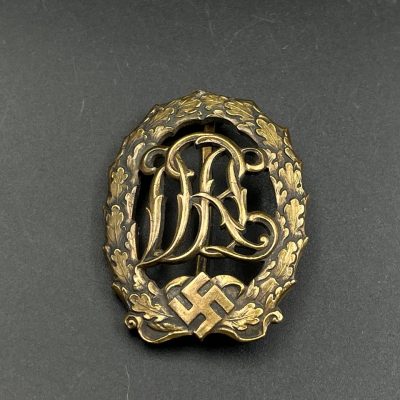  Немецкий имперский знак отличия за физическую подготовку "DRL" образца 1937 года в бронзе. [PETZ & LORENZ] D.R.G.M.. От Алексея С.
