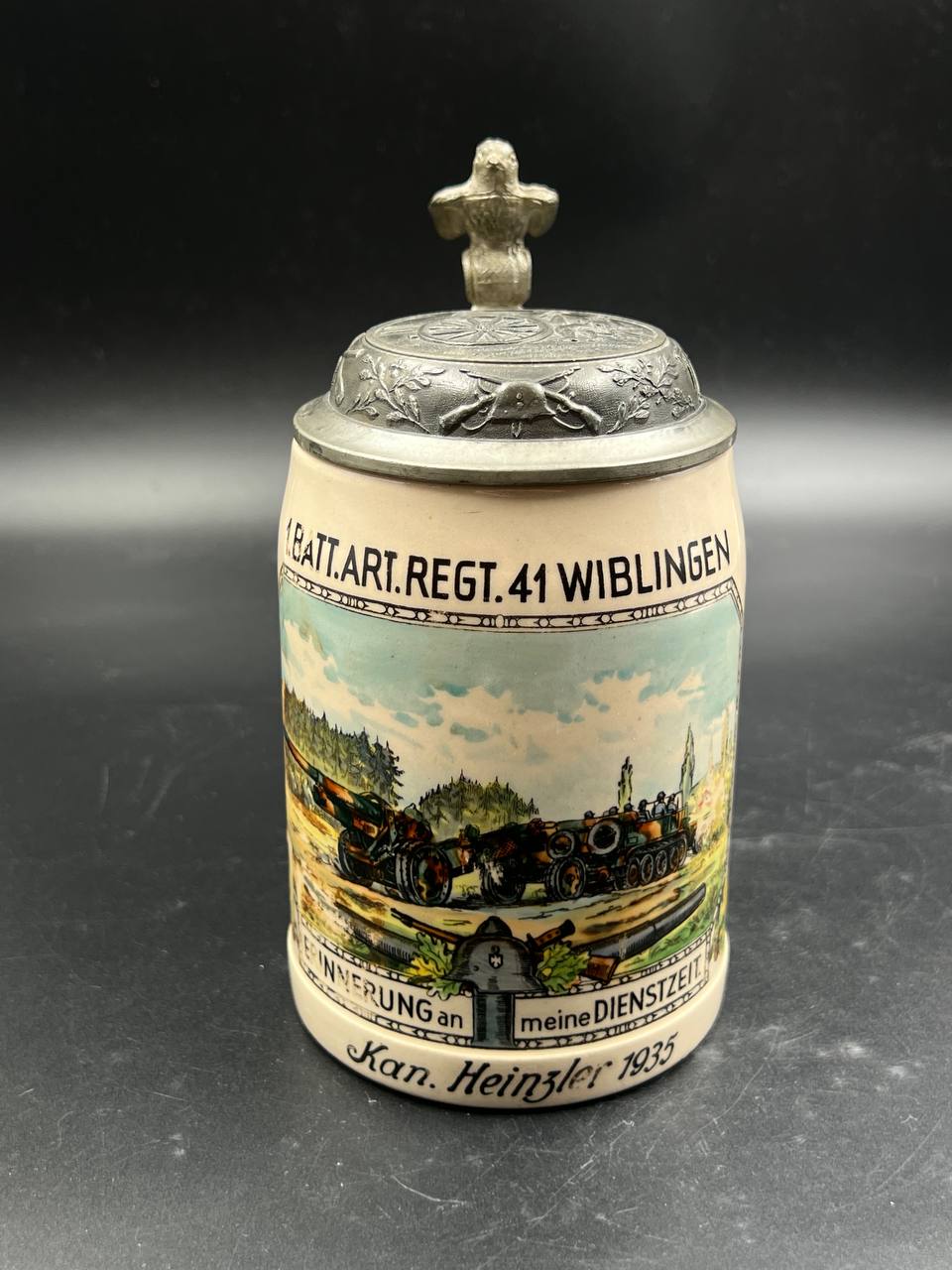  Пивная кружка 1. BATT. ART. REGT. 41 WIBLINGEN, 1935 г. От Алексея С.