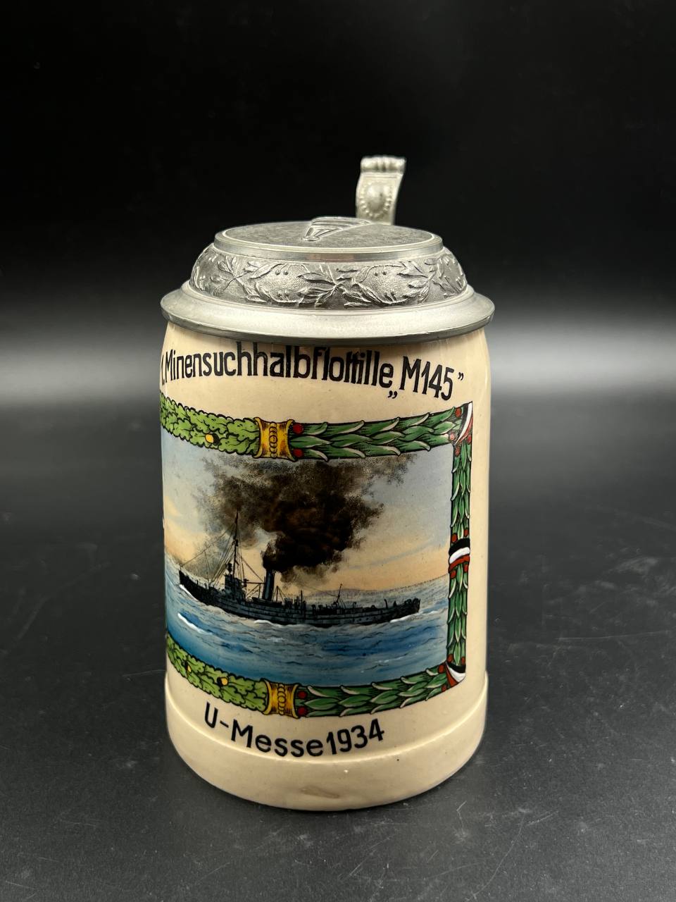  Пивная кружка Minensuchhalbflottille „M145“, U-Messe, 1934 г. От Алексея С.