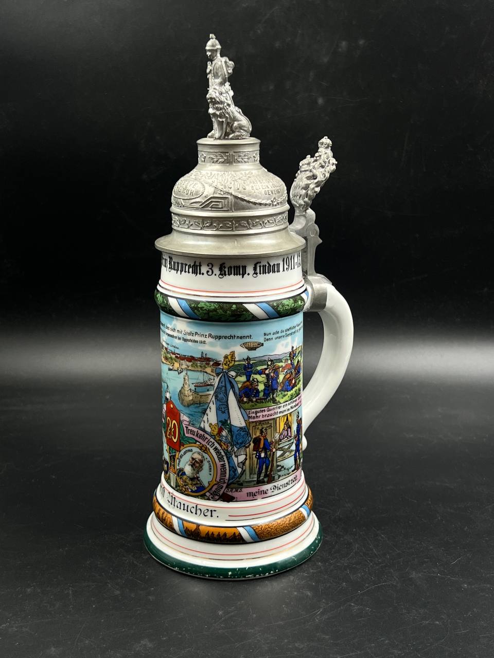 Пивная кружка военнослужащего 20-й роты Баварского пехотного полка «Prinz Rupprecht», служба 1911–1913 гг. Бюджет. От Алексея С.