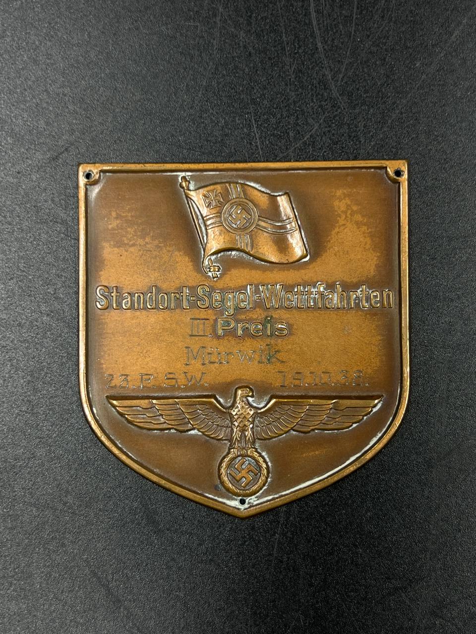 Плакетка парусных соревнований “Standort Segel-Wettfahrten”, III место, Mürwik, Германия, 3-й рейх. От Алексея С.