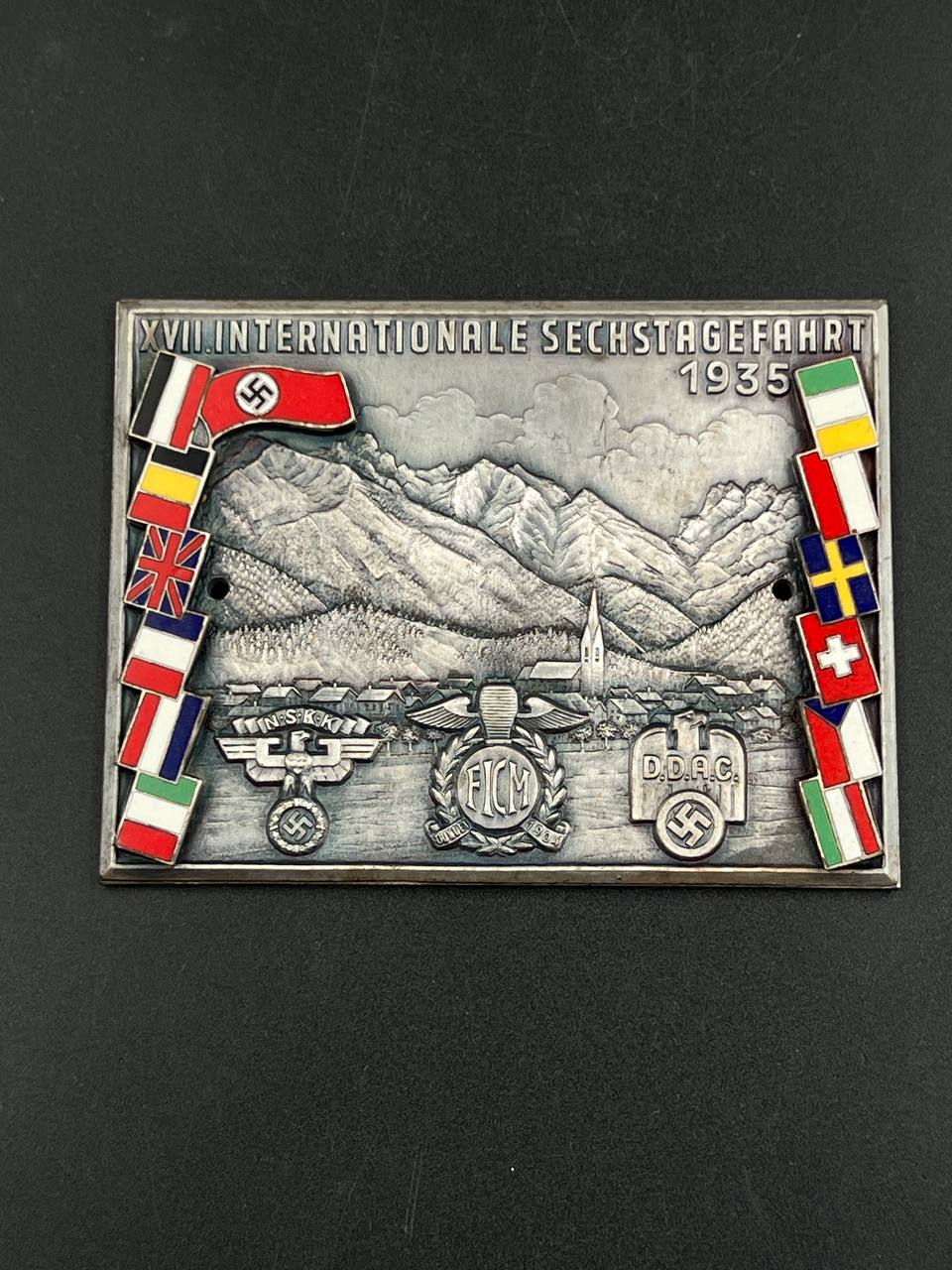 Памятная плакетка «XVIII Internationale Sechstagefahrt 1935» (Международные шестидневные мотосоревнования), Германия, 1935 г. От Алексея С.