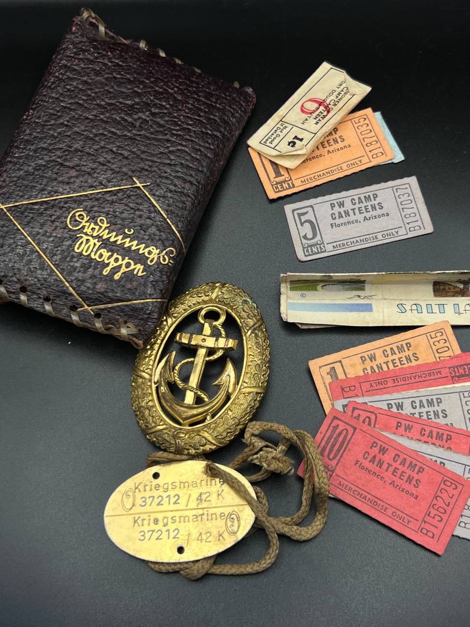 Группа личных вещей военнопленного Кригсмарине, лагерь Флоренс, Аризона