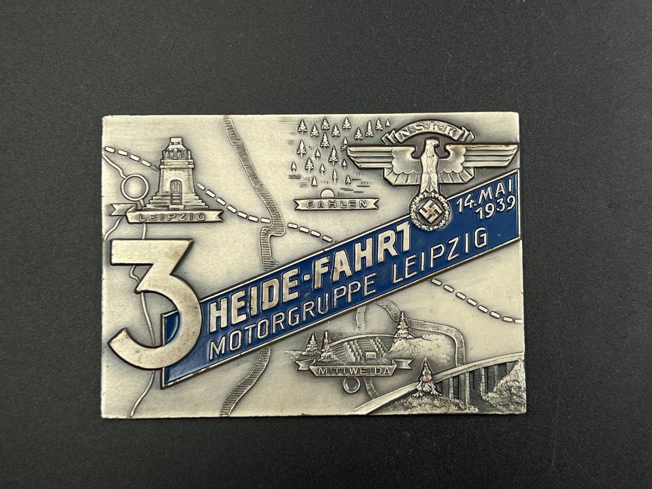 Памятная плакетка «3. Heide-Fahrt Motorgruppe Leipzig», Германия, 14 мая 1939 г. От Алексея С.