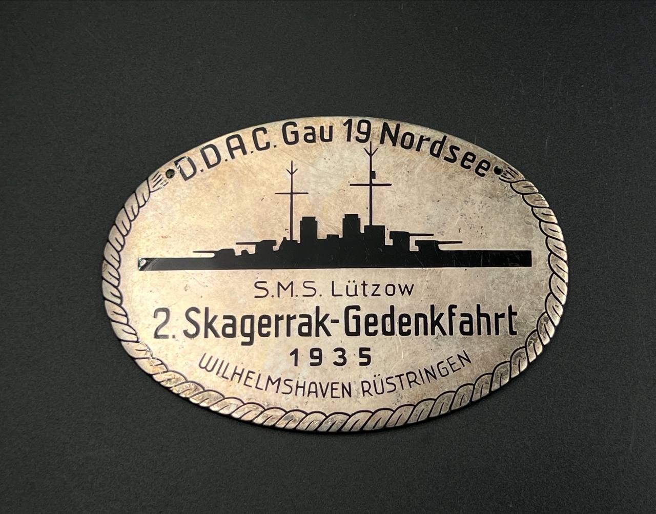 Памятная плакетка D.D.A.C. “2. Skagerrak-Gedenkfahrt”, SMS Lützow, 1935 г. От Алексея С.